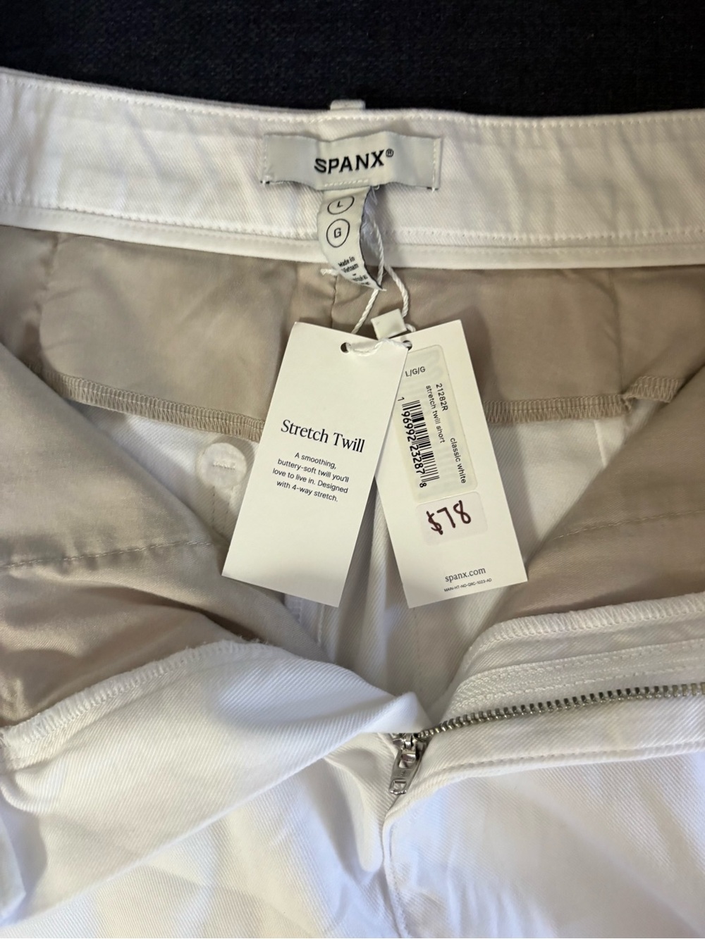 NWT Spanx stretch twill white shorts Large - Picture 3 of 4